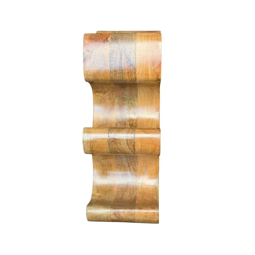Solid Wood 6 Bottle Wine Rack Sculptural Freeform Countertop Holder Rustic